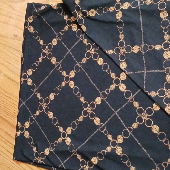 Zara Wide Flare Leg Black Gold Chain Design Med/Large Elastic waist 30inseam - Picture 2 of 6